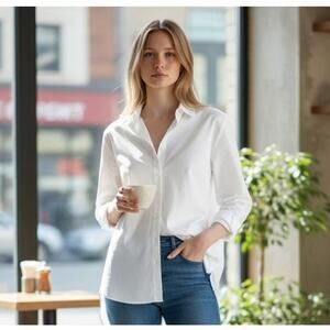 Filippa K White Button Down Shirt Minimalist Scandinavian Blouse S 100% Lyocell